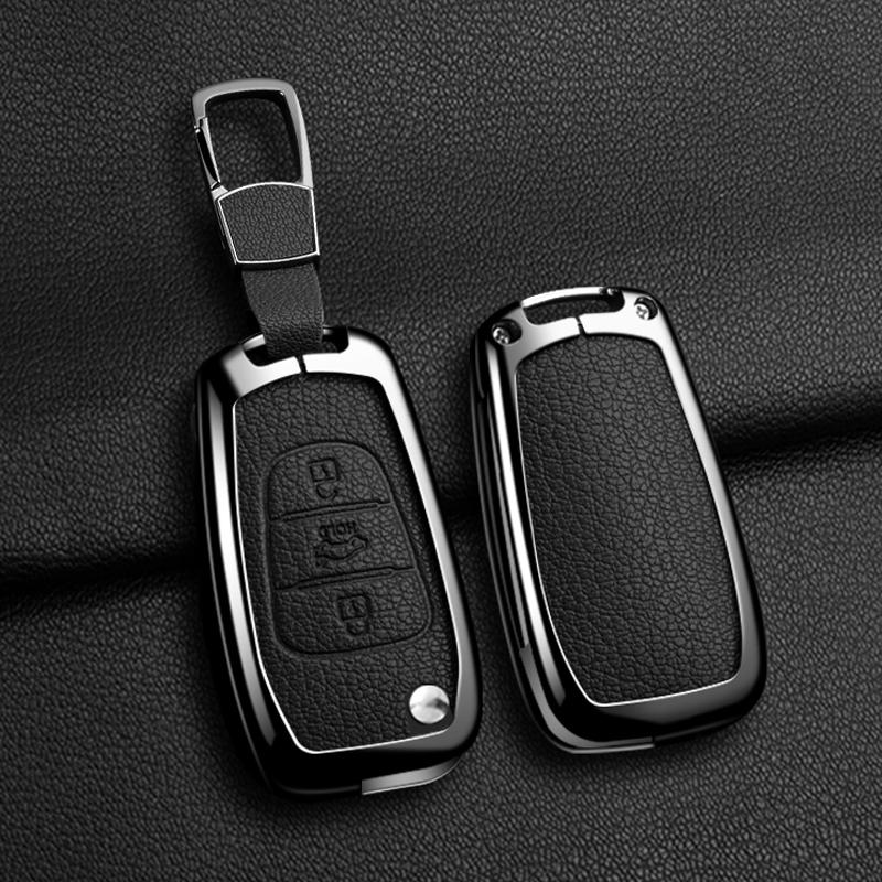 Metal+Leather Key Cover Case For Hyundai Elantra Accent I20 I30 Ix35 For Kia Rio 3 Soul Optima Ceed K2 K5 Cerato Sportage Shell