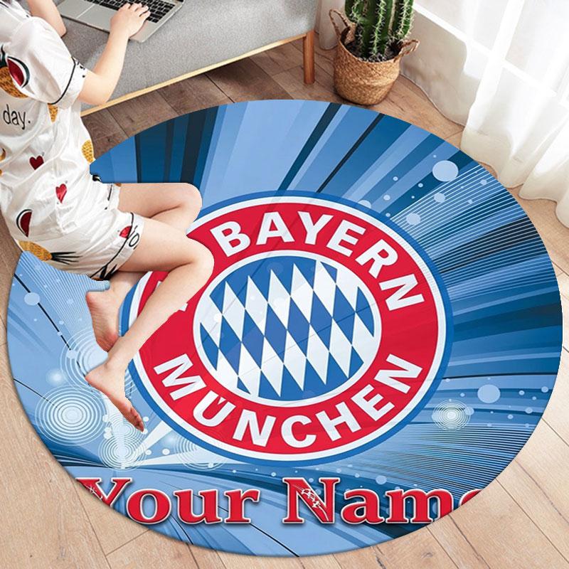 FC Bayern Munchen Custom Name Round Area Rug,Carpet Rug for Living Room Bedroom Sofa Playroom Decor,Non-slip Floor Mat