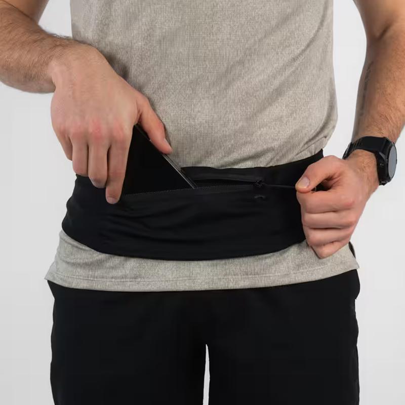 Decathlon Comfortable Lightweight Running Zipper Closure Outdoor Bag Polyester Black Unisex Couple Model