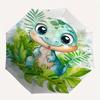 Dinosaur, Jungle Automatic folding umbrella  simple eight rib design, bright color pattern, durable iron frame, ideal for travel and outdoor