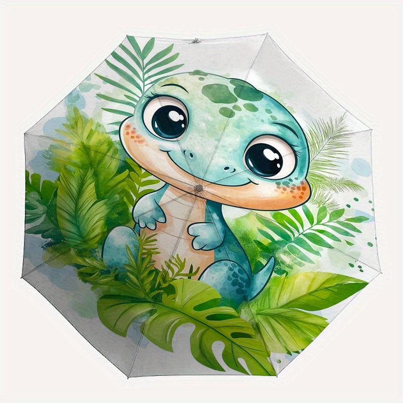 Dinosaur, Jungle Automatic folding umbrella  simple eight rib design, bright color pattern, durable iron frame, ideal for travel and outdoor