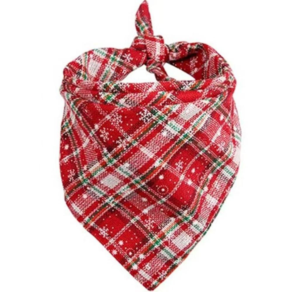 Reversible Design Pet Scarf Buffalo Plaid Pet Neckerchief Christmas Decoration
