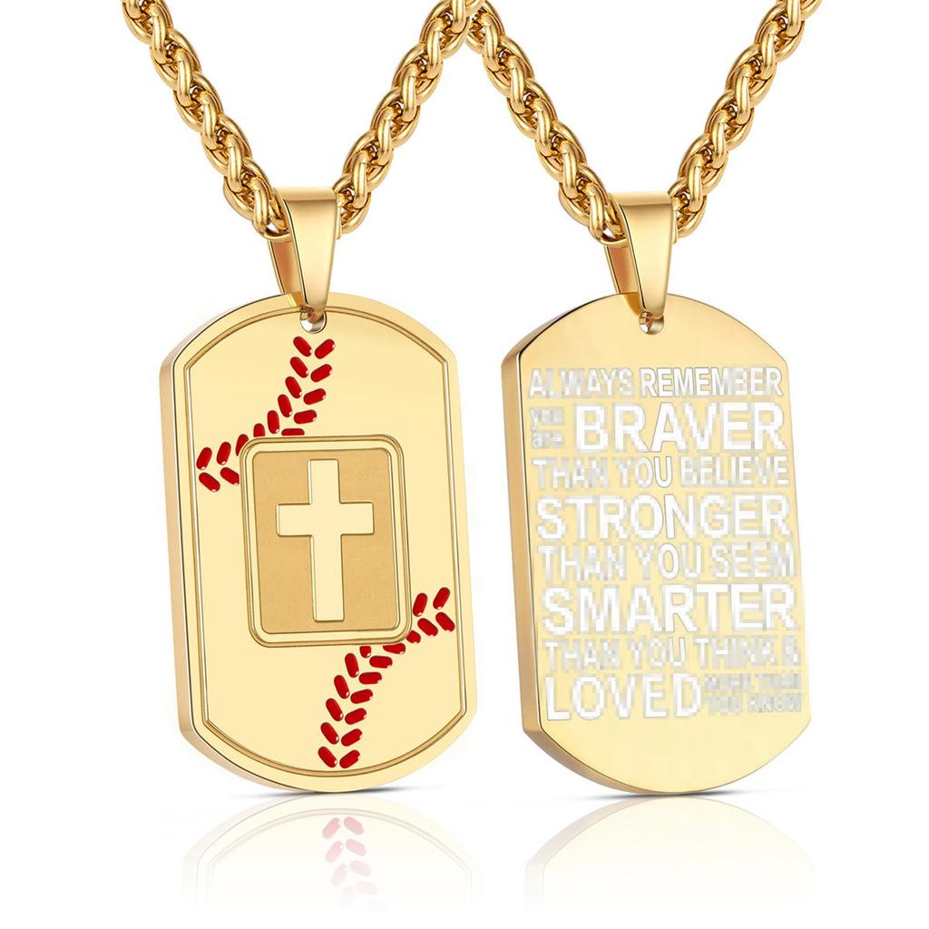 New Baseball Cross Army Brand Pendant Necklace Men's Versatile Sports Style