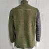 Men's Plus Size Color Block Buckle Knit Cardigan - High-Neck Long Sleeve Sweater for Autumn/Winter