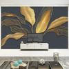 Modern Style Mural 3d Stereo Abstract Plants Golden Leaf Wall Mural Living Room Tv Sofa Bedroom Wallpaper