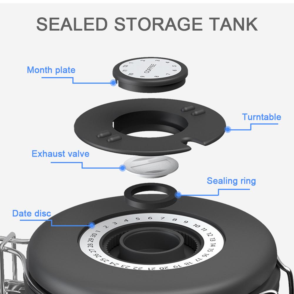 Moisture-Proof Stainless Steel Sealed Tank Storage Coffee Beans Tea   Bean Milk Powder Jar  Pot Kitchen Grains Box