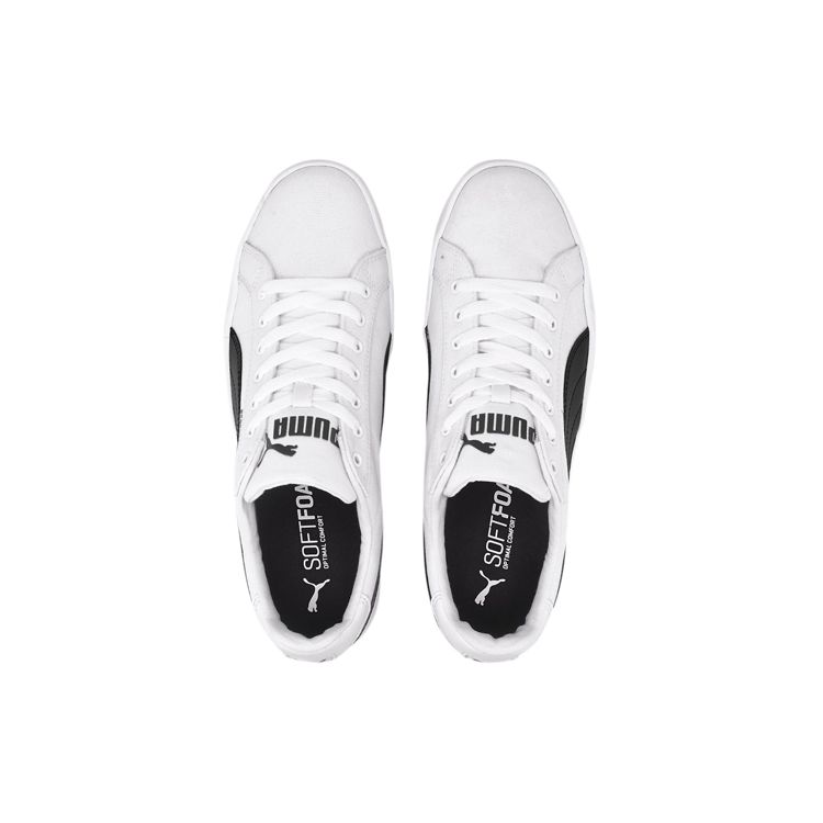 Puma Smash Vulc Canvas White Black Unisex Sneakers 374754-01