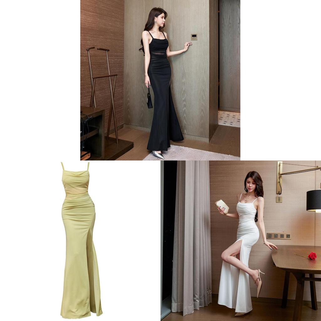 Elegant Long Dress For Women With Slit And Bodycon Fit For Evening Wear
