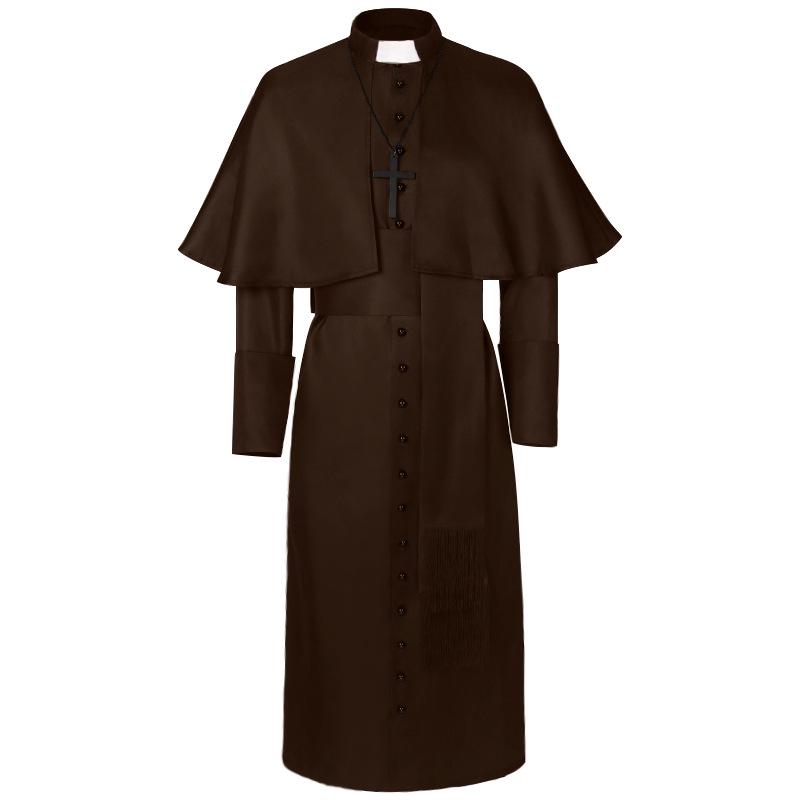 Medieval Priest Costume: Solid Color Clergy Robe & Cloak for Halloween & Christmas
