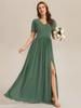 Ever-Pretty Women's Short Sleeve V-Neck Back Lace-up Design A-Line Floor Length Bridesmaid Dresses