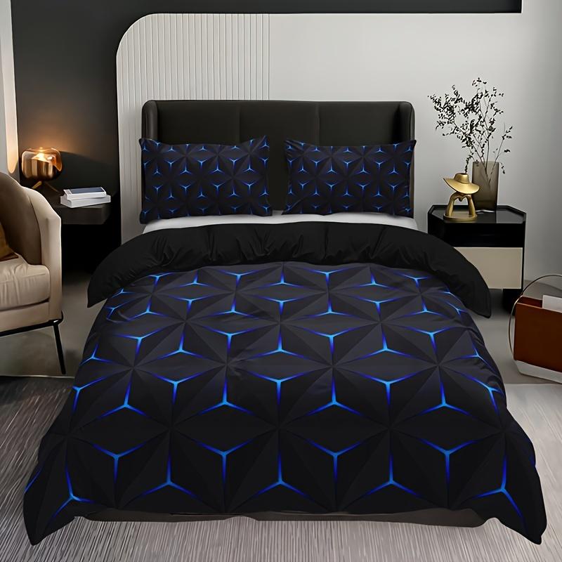 Fashion Blue Argyle Print Duvet Cover Set Soft And Skin-friendly Bedding Set For Bedroom Guest Room