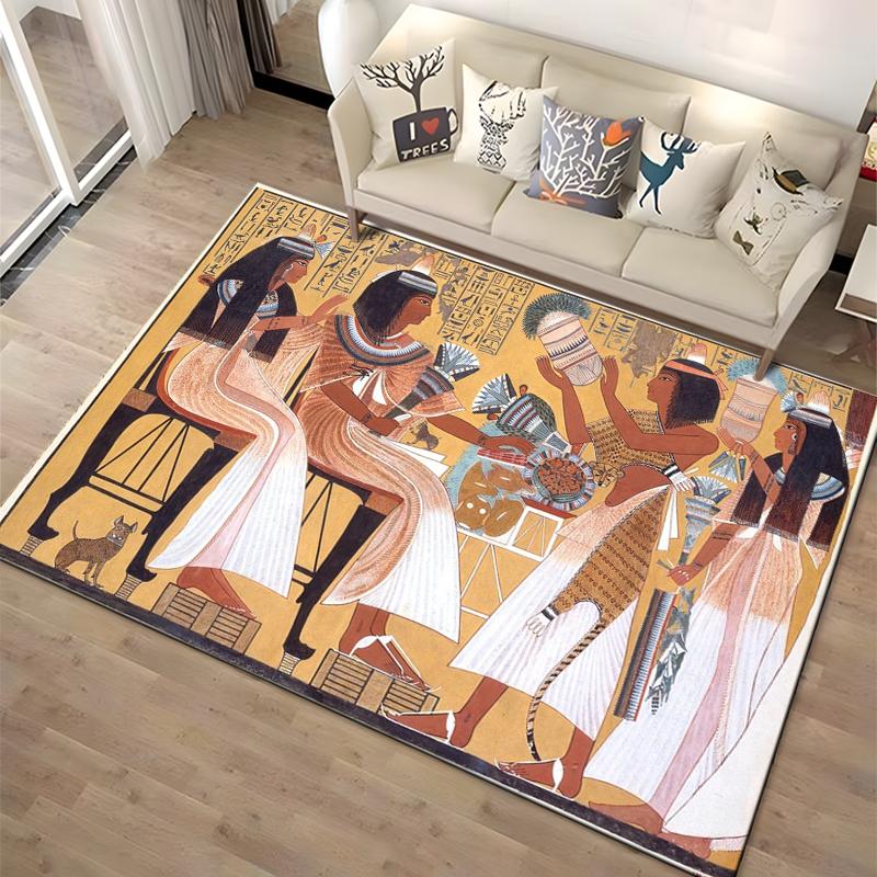 Retro Ancient Egypt Pattern Rug Carpet For Living Room Non Slip Parlour Sofa Large Area Rug Bedroom Kid Play Room Floor Mat Gift