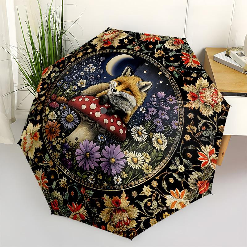 

Fox, MushroomThemed Automatic Opening and Closing Umbrella - 8 Ribs, Suitable for Leisure and Going Out, Outdoor Accessory, Gothic Style, Fa