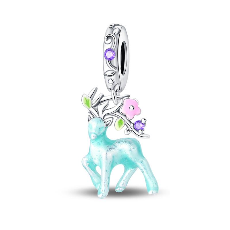 New In copperplated Mysterious Luminous Elk Pendant Compatible With Panora BraceletsBangle Do It Yourself Bead Charms Ideal For Women Birthday Fine