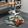 1pc Tiger Wave Chair Carpet for Office, Round Non-Slip Durable Large Size Office Carpet, Suitable for Office, Beautiful Decoration