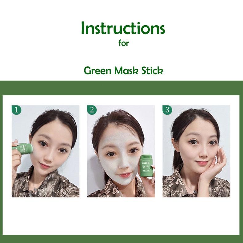 1 Pezzo Maschera Viso Tè Verde Olio Argilla Purificante Stick Controllo Sebo Melanzana Anti-Acne Maschera Solida
