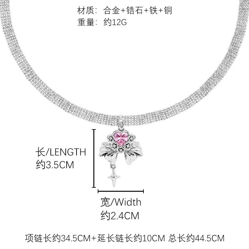 Ожерелье с розовым бантом любви универсальная цепочка на ключицы сладкое крутое менее стильное ожерелье