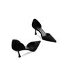 Black high heels spring new pointed hollow single shoes women's summer stiletto cat heel shallow mouth middle heel cmcm