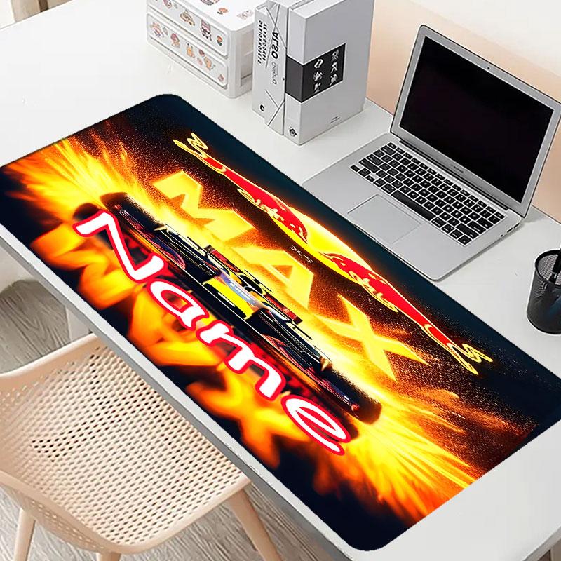 Custom Name Personalized Red Bull Racing Pattern Mousepad, Laptop PC Desk Mat, Decorative Desk Mat for Home Keyboard Pad Gift