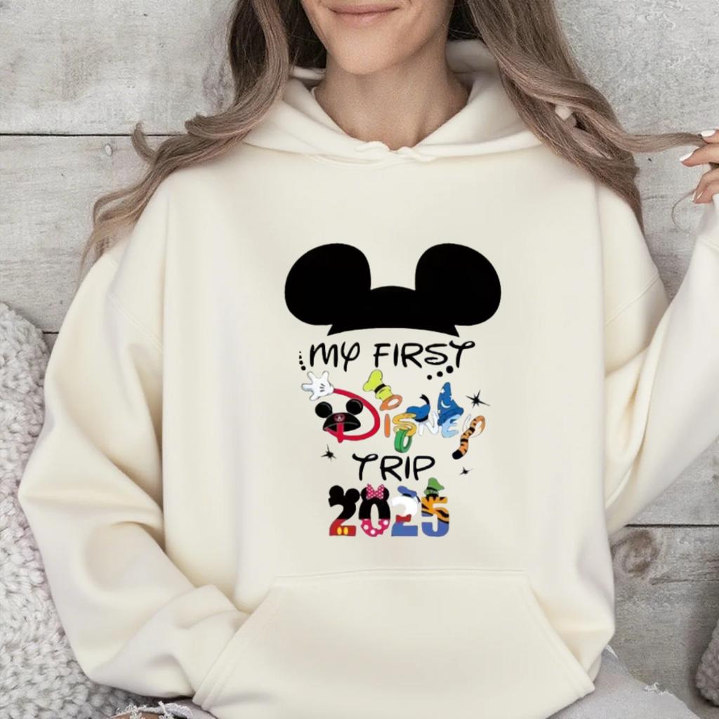Disney Family Wear 2025 Holiday Commemorative Multi-color Available for Autumn and Winter Casual Loose Hoodie Girls Long-sleeved