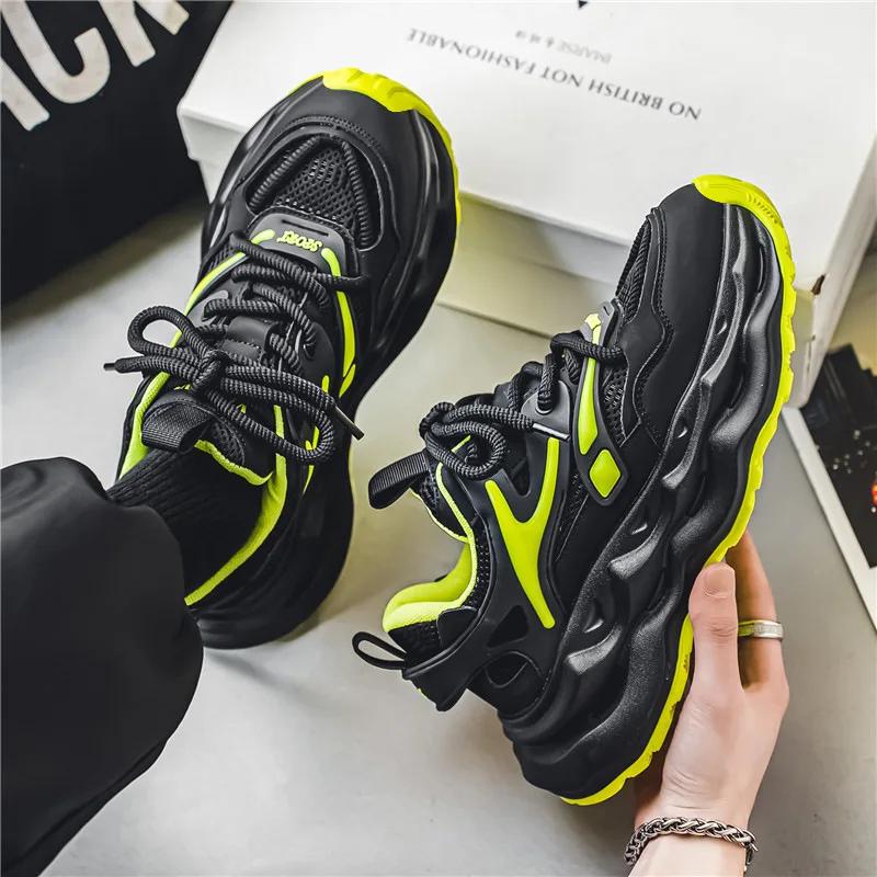New Exquisite Men's Sneakers Thick Soled Height Increasing Casual Shoes with Breathable and Comfortable Mesh for Running
