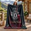 FC Manchester Custom Name Flannel Blanket Personalized Soft Warm Plush Throw Blanket Customized Gift for Family Friends