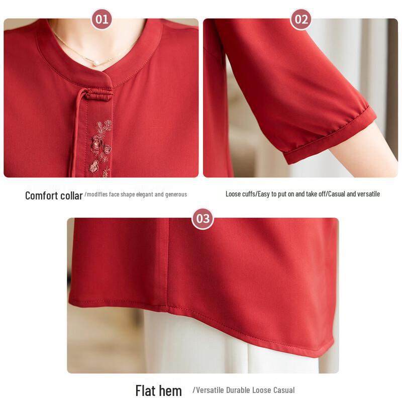 Stylish Short-Sleeve Top for Middle-Aged Women
