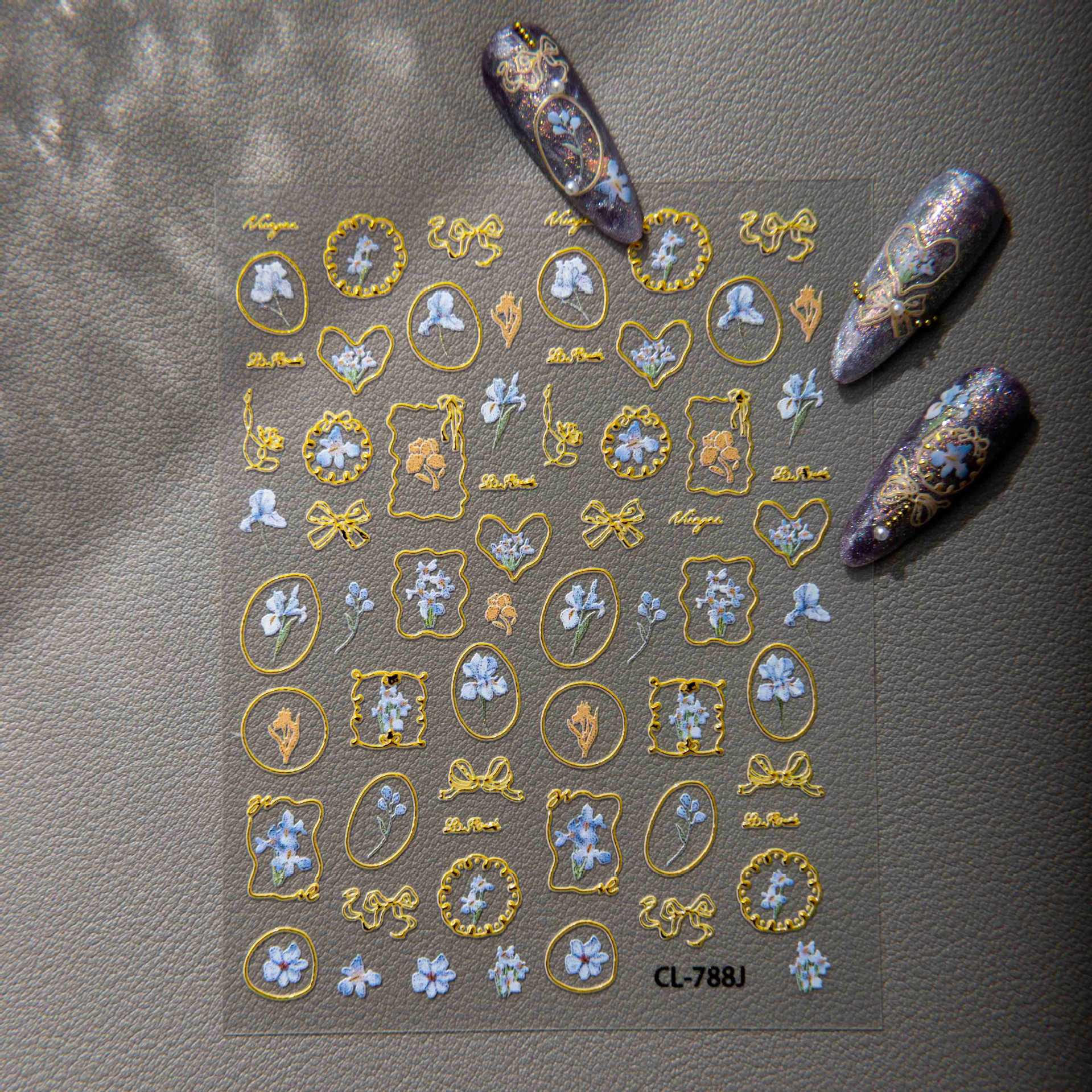 

Cyansea Retro Gold Lace Flower Bowknot Nail Art Stickers for DIY Tablet Crafting CL-788-03
