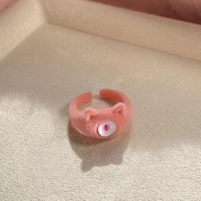 Cute Pile Coating Eyes Finger Ring Open Soft Cat Eye Ring Jewelry Korean Style Flocking Ring Hipster