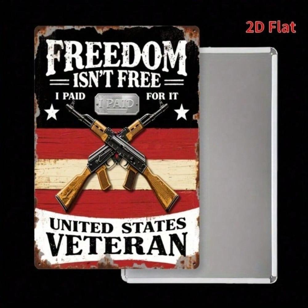 Vintage Freedom Isn't Free Metal Sign Garage Wall Decor Tin Plaque Poster