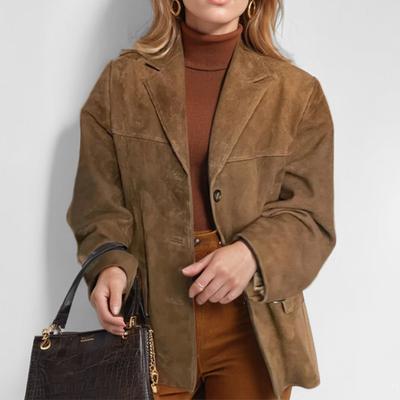 Grenzüberschreitender Außenhandel 2025 neue europäische und amerikanische Damenbekleidung Temperament Damen Retro Braun Locker Tasche Langärmeliger Blazer Damen