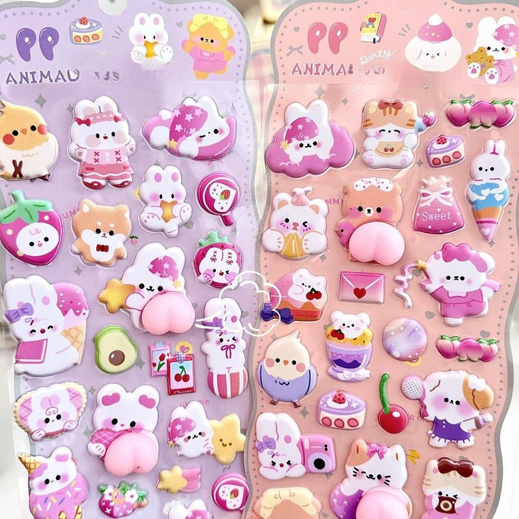 Kids 3D Stickers Self-adhesive Animal Cute Toys Bear Phone Case Stickers Craft Toys For Diary Scrapbook Pencil Case Tablet Etc