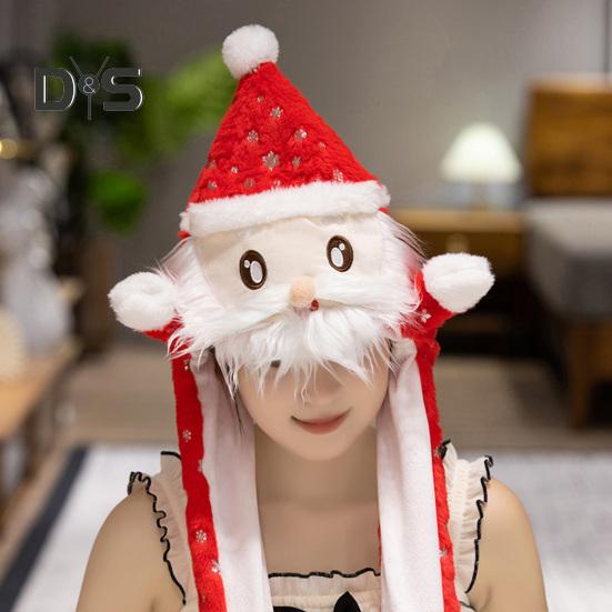Julhatt Tecknad Älg Snögubbe Dekor Öronrörlig huvudbonad Tjock plysch Vinterhatt Semesterpresent Huvudbonader Festival Kostym rekvisita