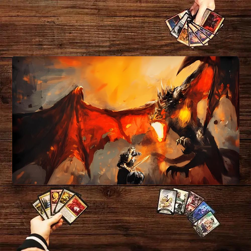 Red Wing Fire Dragon Magic Card Battle Mat TCG Playmat Anti-Slip Base Gathering Gaming Mat Board Game Mat for TCG
