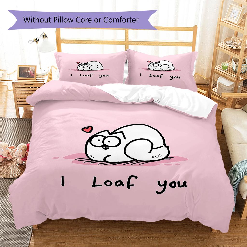 Biancheria da letto con motivo Simon's Cat, Set piumone Copripiumone Federa Regalo di Compleanno per la Casa (1 * copripiumino + 2 * federa, senza nucleo)