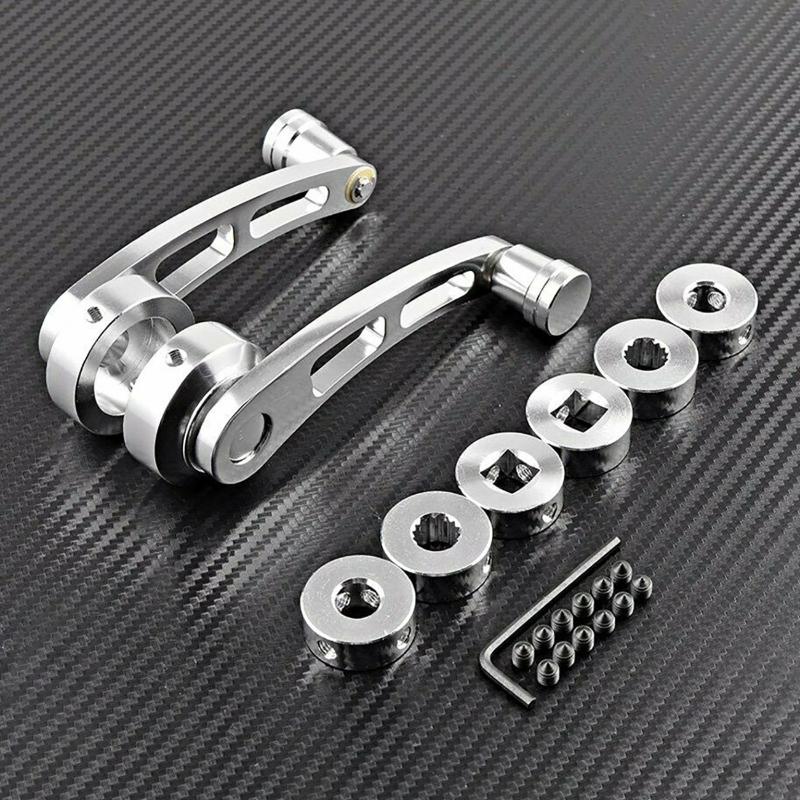 Aluminum Alloy Universal Car Manual Door Window Crank Handle Winder Riser Replacement Winder Crank Riser Kit Silver
