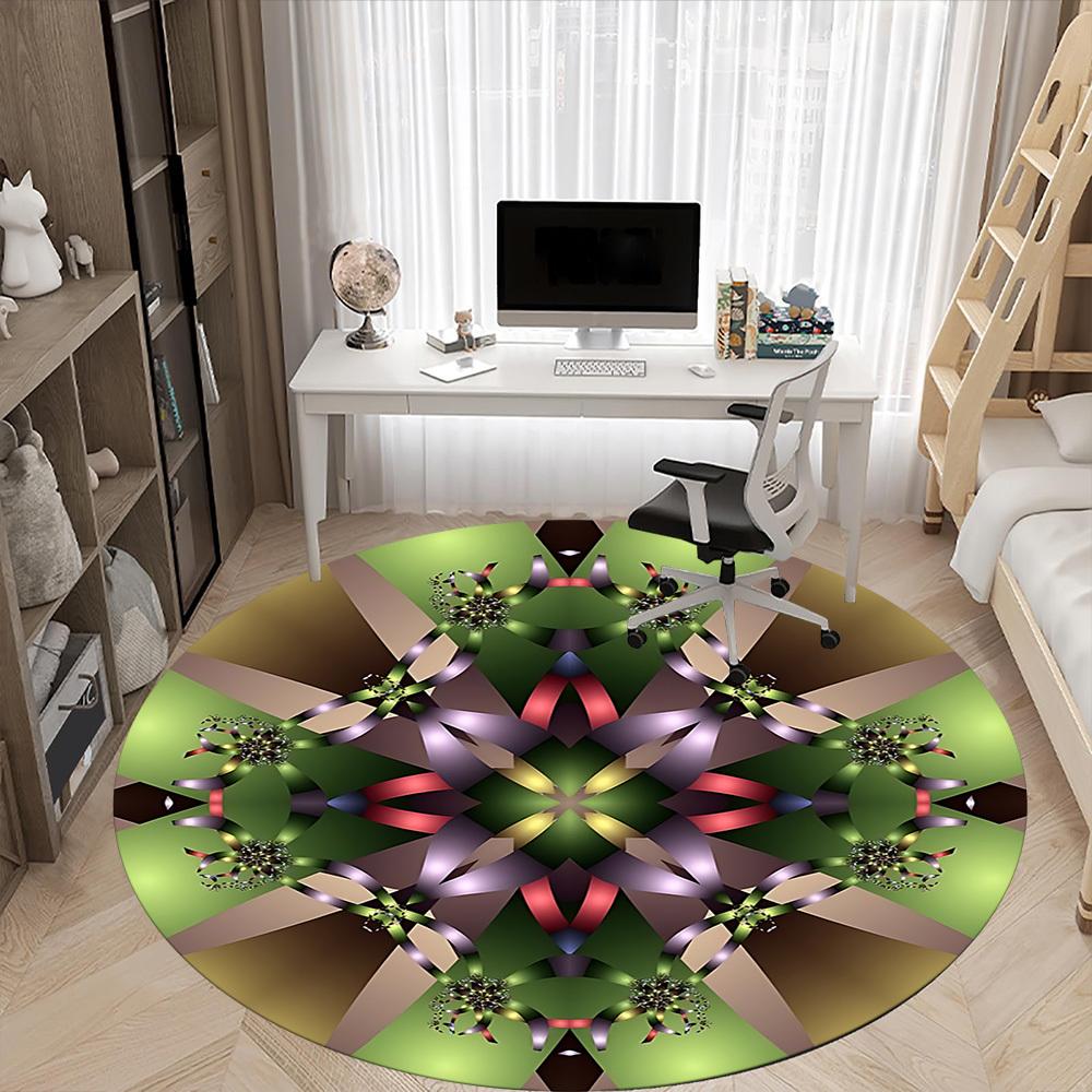 1pc Kaleidoscope PatternsChair Carpet for Office, Indoor Non-Slip Washable Polyester Fiber Carpet, Mat For Office, Machine Washable
