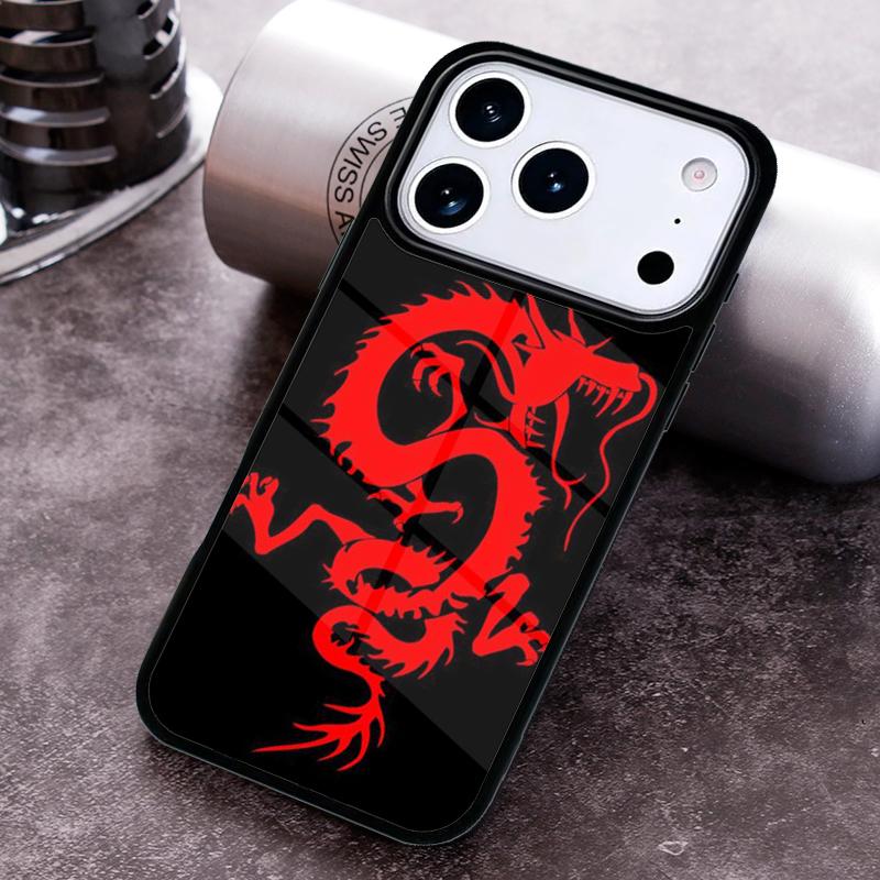Red Dragon Cool Phone Case for iPhone 17 16 15 Pro Max Air 14 13 12 11 Plus Shockproof Capa Cover