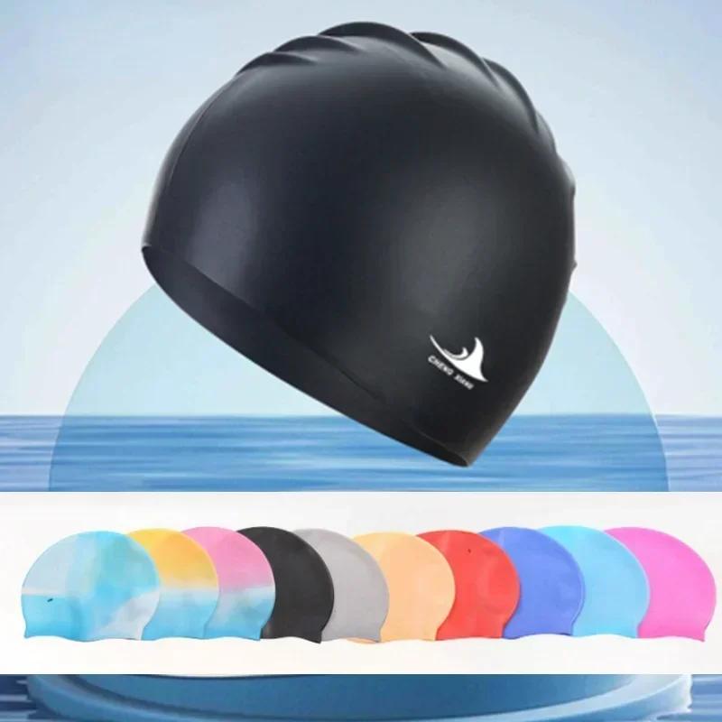 Swimming Cap Silicone Waterproof Swim Hat For Men Women Adult Kids Long Hair Pool Caps Diving Swimming Equipment Elastic Cap New