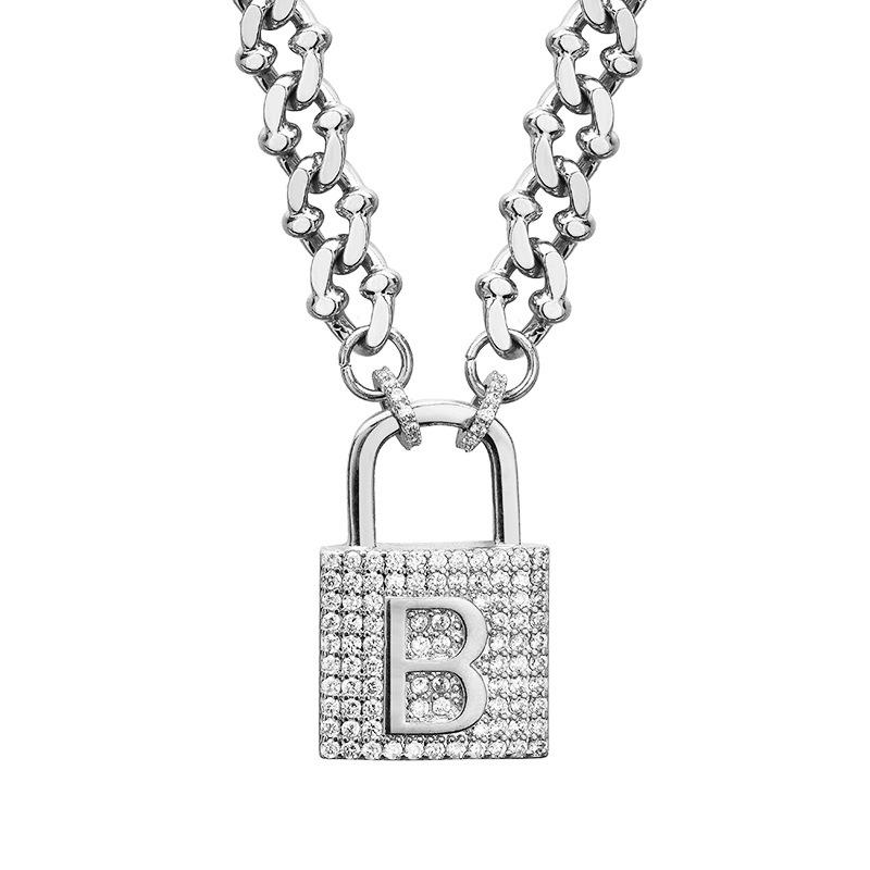 

Lock Chain Versatile Necklace For Both Men And Women Featuring A Unique Style Geometric срібний