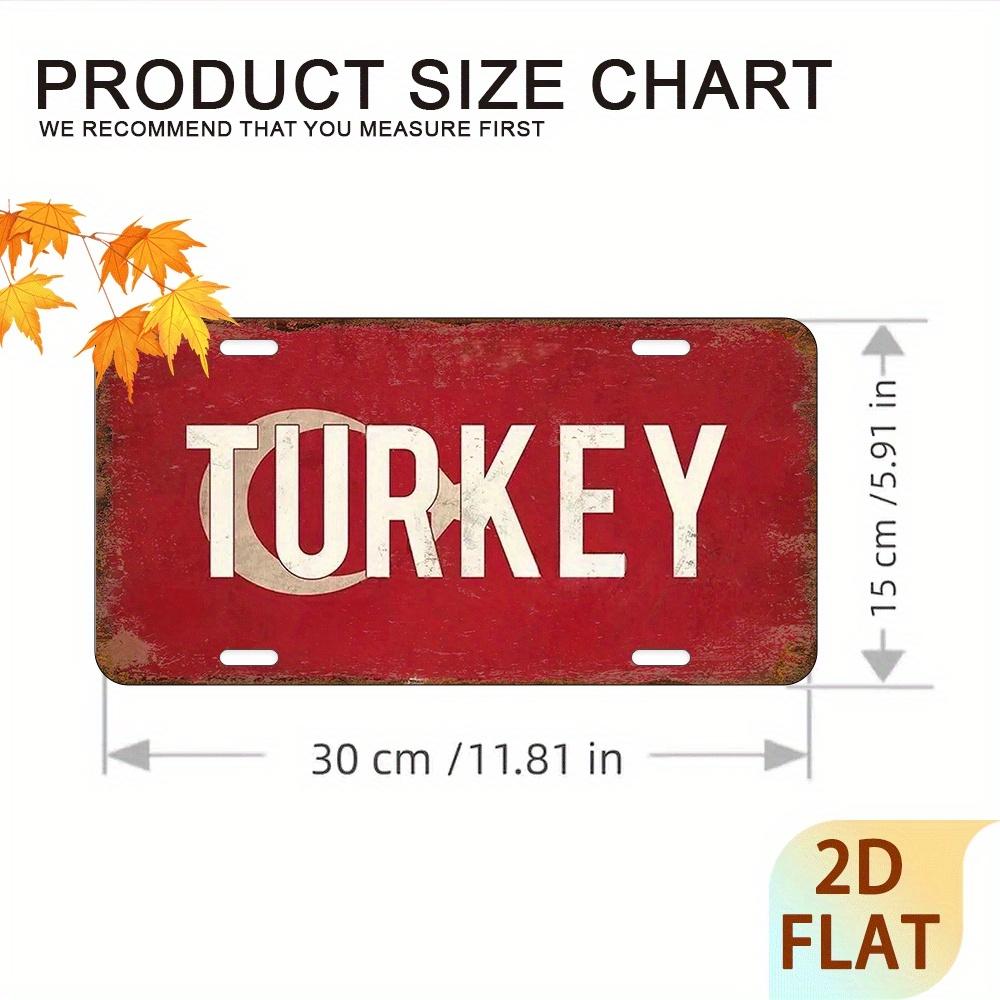

2D Flat - 1pc Vintage Turkey Metal Sign - 6x12 Inch, Rustic Aluminum Wall Decor Plaque with Red Background & White Text 15x30cm(5.9x7.8inch)