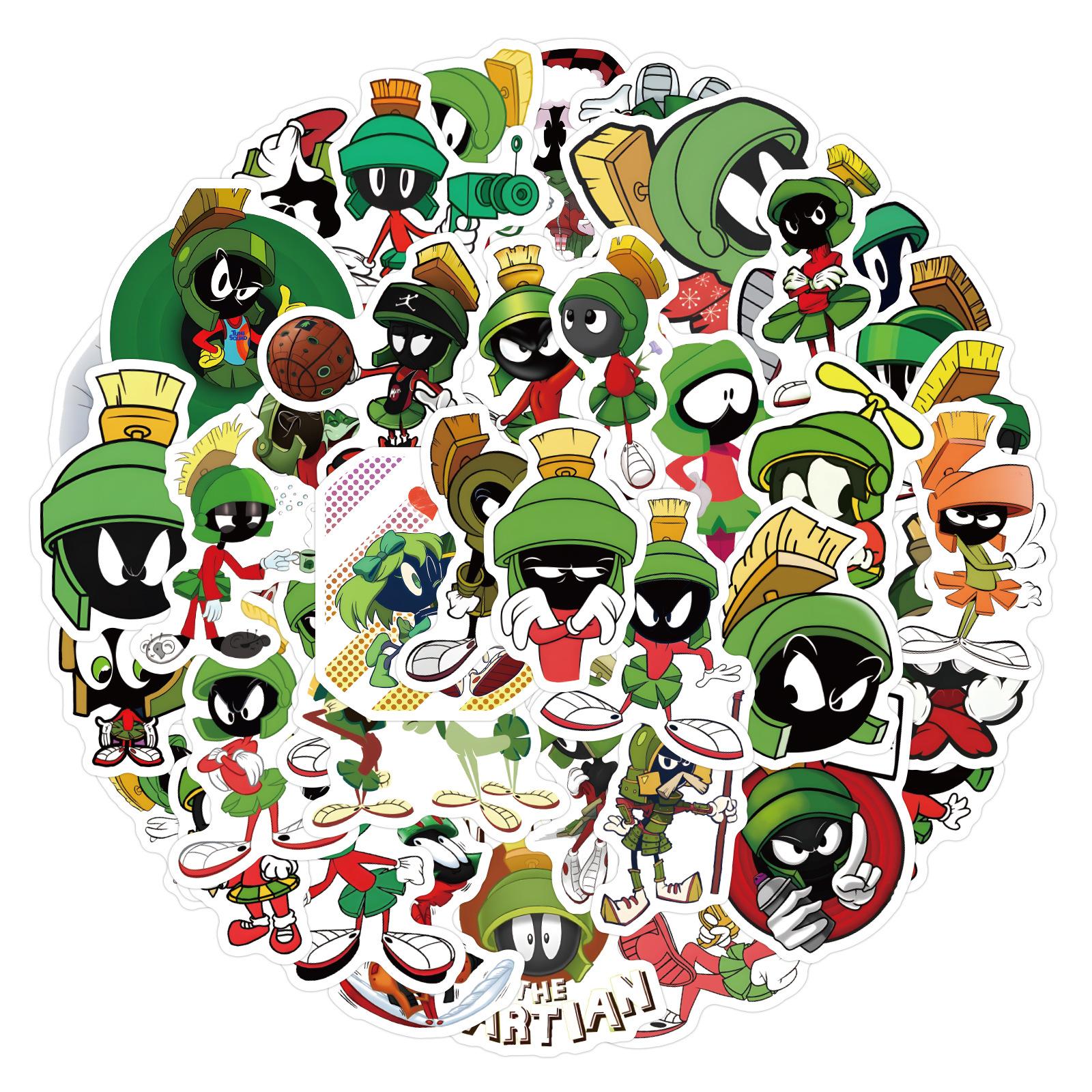 

55 Cartoon Martian Marvin Graffiti Stickers Decorative Notebook Scooter Guitar Waterproof Stickers