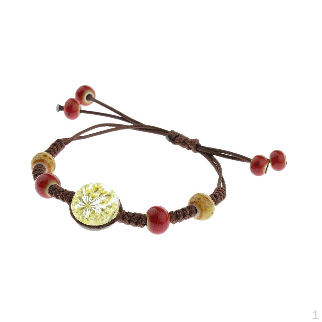 Adjustable Ceramic Bracelet Women Colorful Beads Chain Ladies Wrist Decor Bracelets жёлтый