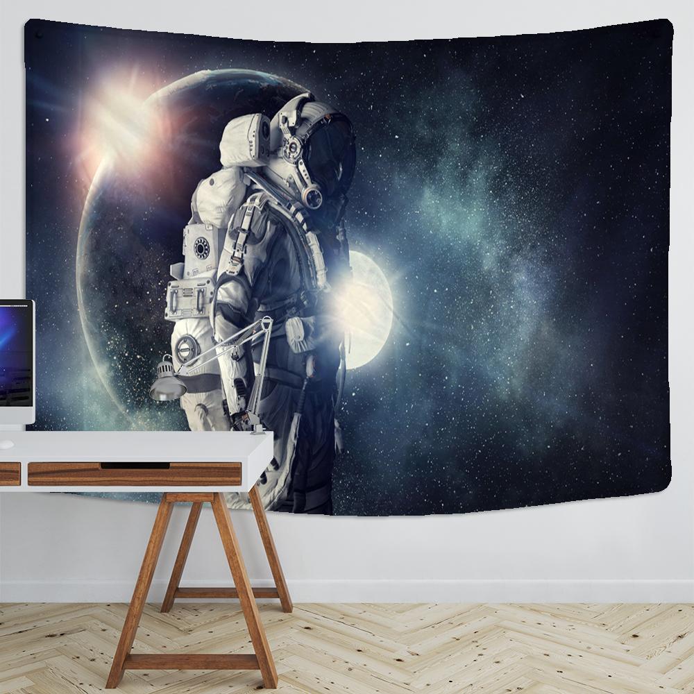 Cosmonaut Celestial Body Tapestry Wall Hanging Fantasy Universe Science Hippie Living Room Printing Room Decor