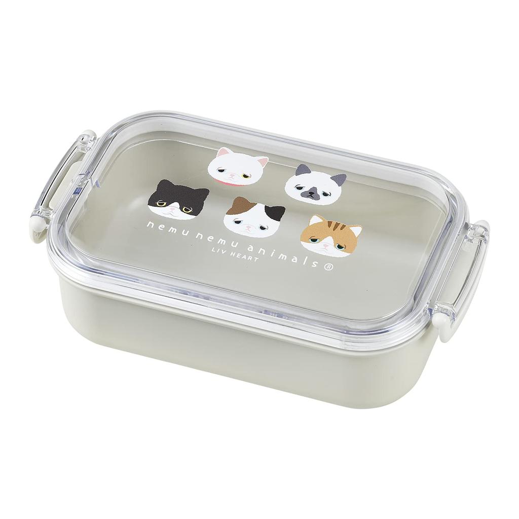 LIV HEART Lunch Sleepy Animals CAT Dishwasher Made in Box, (Total Length Approx. 17.5cm), Safe, Japan, 18111-02