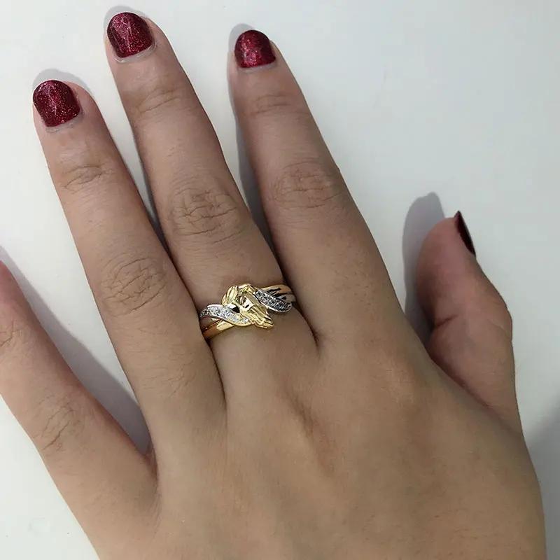 Vintage Silver Color Golden Prayer Rings for Women Unique Religious Hand Zircon Jewelry Gifts