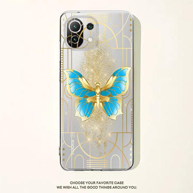 Gold Butterfly Flower Floral Clear Case For Xiaomi Poco X3 Nfc X3pro M3 F1 F3 For Mi 11 12 13 11x 12x Pro 11 10 Lite 11t 10t