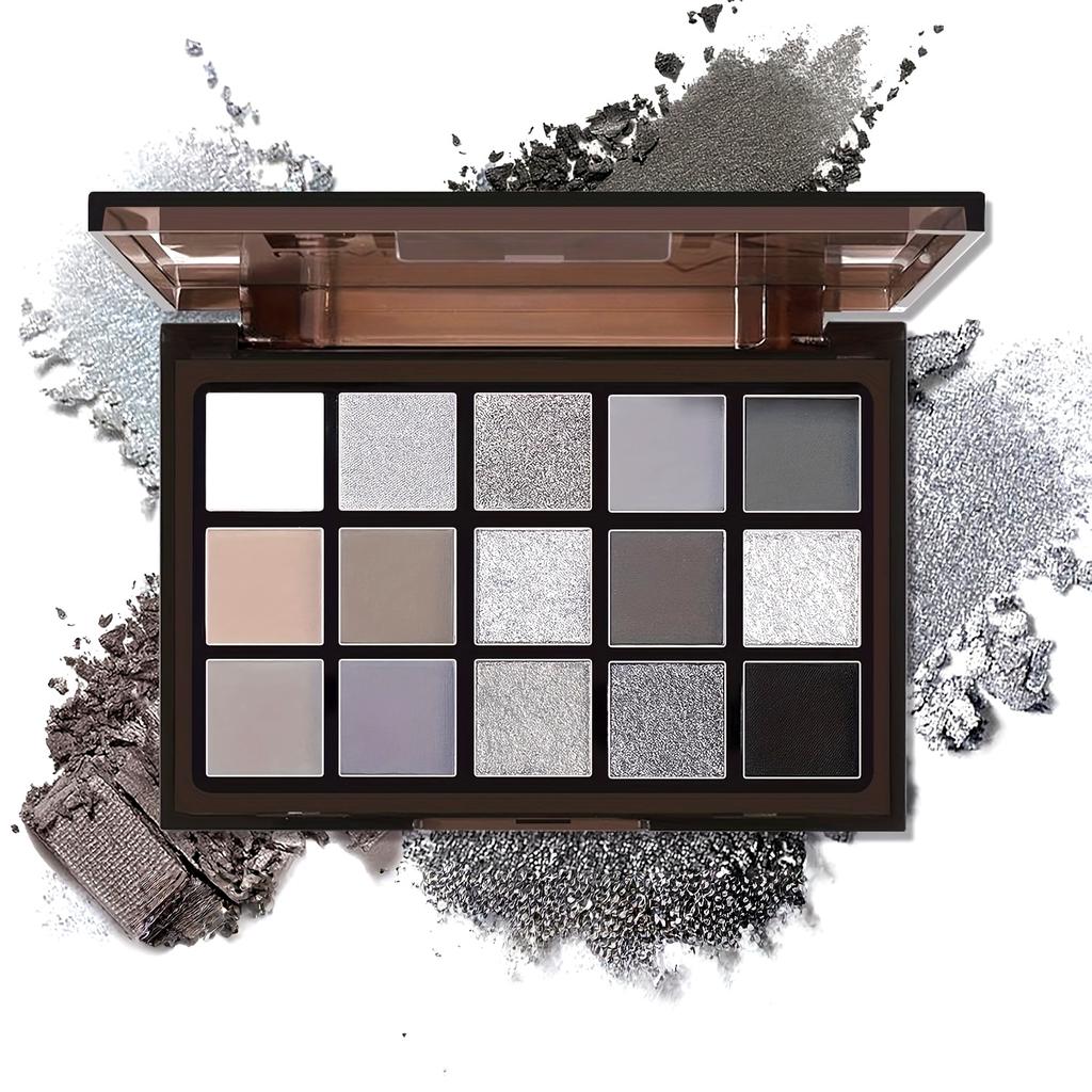 Black Gray Smoked Eye Shadow Plate, Dark Gray Silvery Metal Matte Halloween Gothic Makeup Palette, High Shimmer Eye Shadow Makeup Palette Set