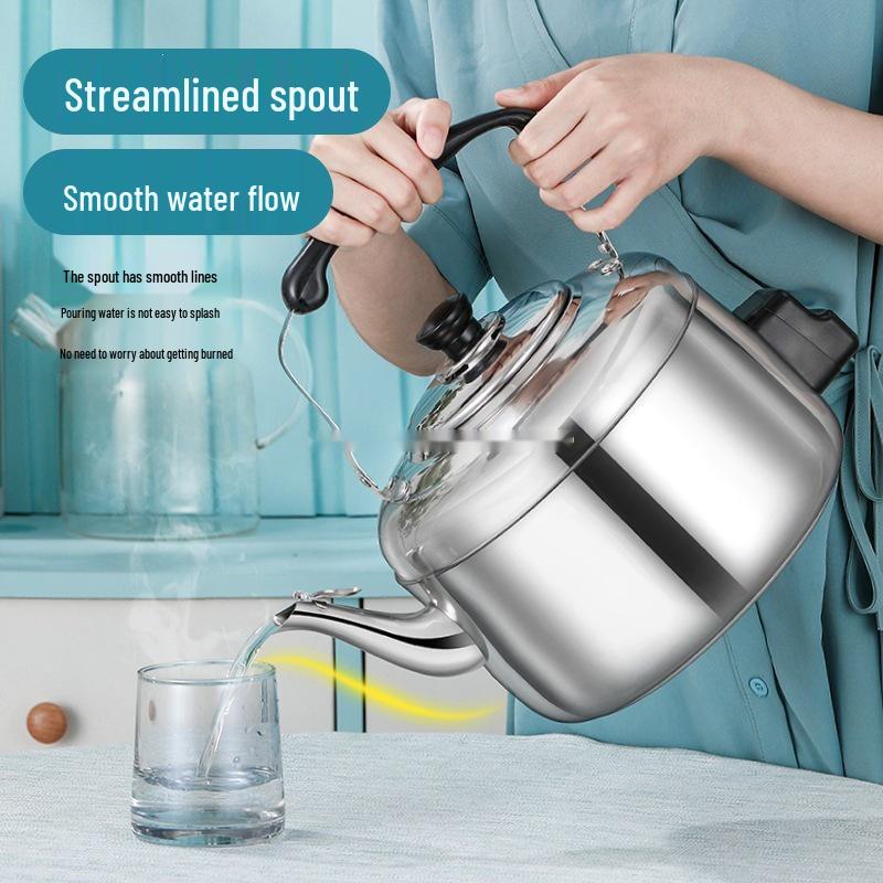 Stainless Steel Electric Kettle with Whistle - Large Capacity Hot Water Heater for Household Use