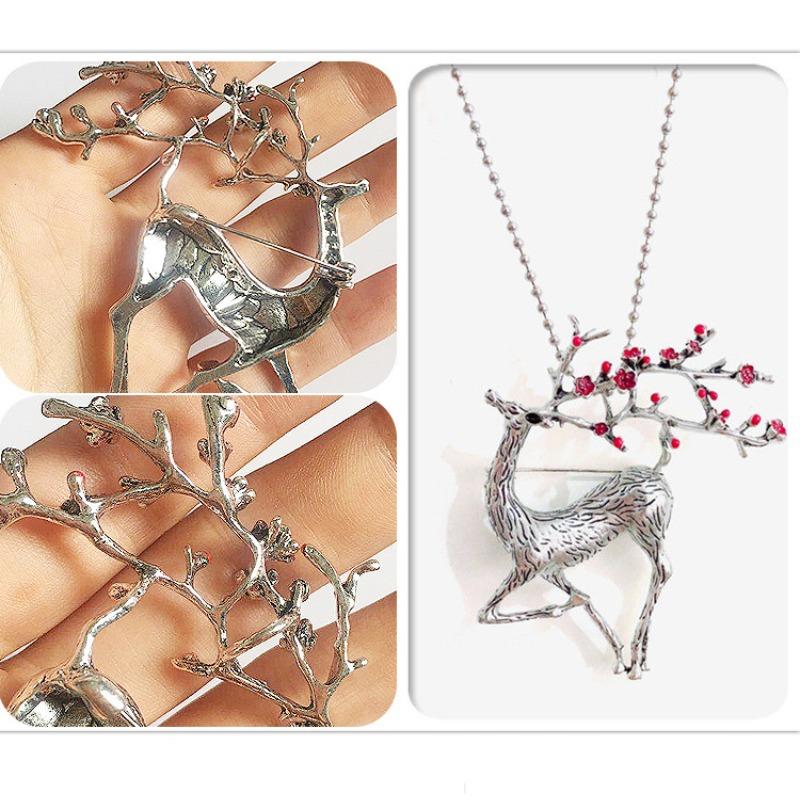 Drip oil deer chest flower, animal pin, high-end brooch, clothing, Christmas brooch, pin buckle